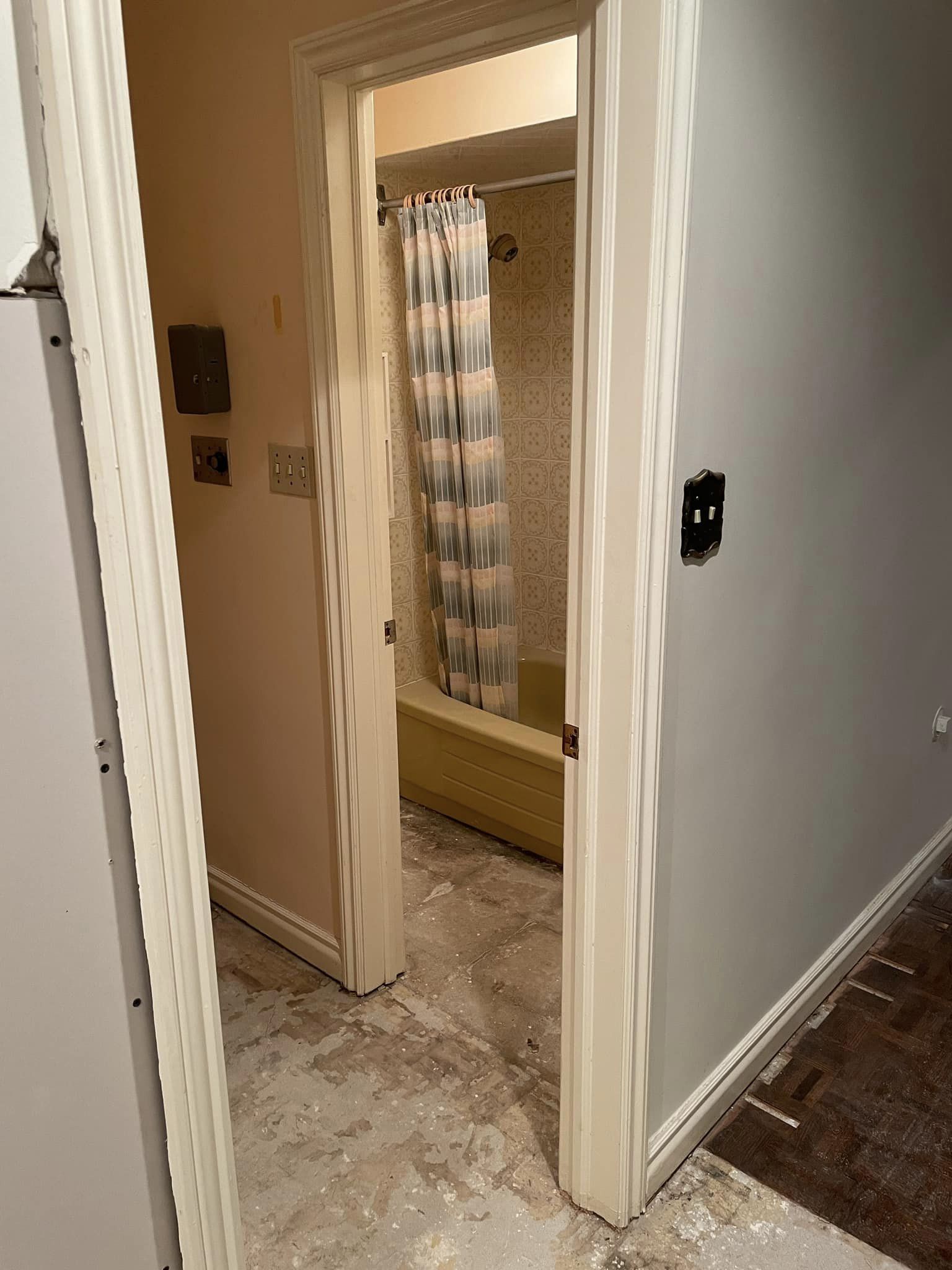 North York basement bathroom one before renovation, dated and unfinished